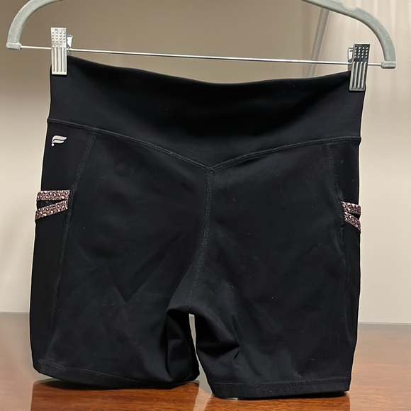 Fabletics Women's Size Medium Black and Leopard Print Shorts With Pockets - Picture 8 of 8